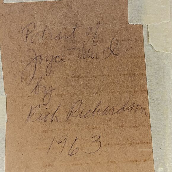 VTG 1963 Miniature Portrait Of Woman In Yellow Dress Blue Background Gold Frame - Picture 3 of 13